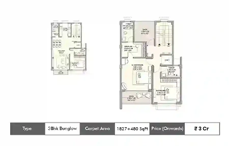 Wadhwa Magnolia 3 BHK 1827 + floor plan, 480 sq ft carpet area