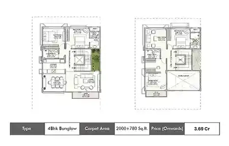 Wadhwa Magnolia 4 BHK 2000 + floor plan, 780 sq ft carpet area